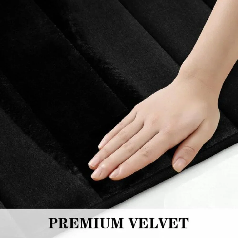 New 3-Piece Black Memory Foam Bath Rug Set, Non-Slip, Soft, Absorbent, Washable